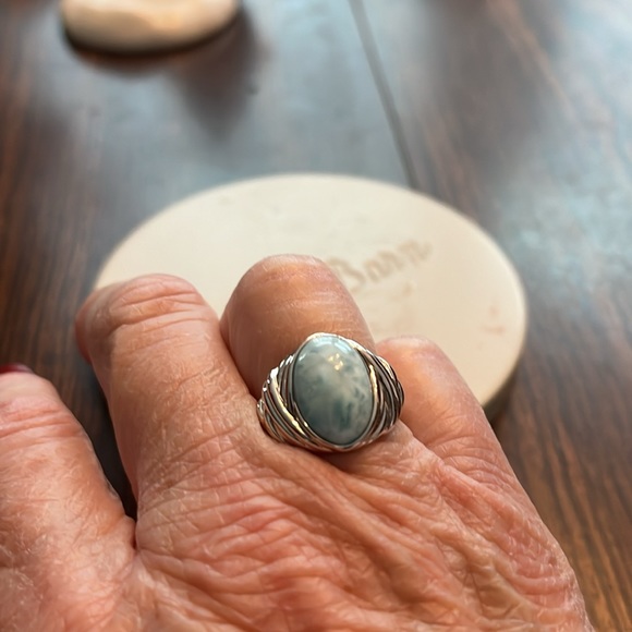 Affinity gems sterling silver stamped Larimar ring - Picture 3 of 4